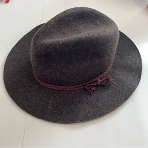 Something Special 100% Wool Brown Wide Brim Hat Elastic Crown